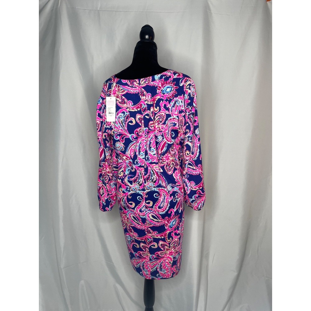 Lilly Pulitzer Womens XL Blue & Pink Floral Print Dress With Button-Front Neckli - Picture 3 of 8